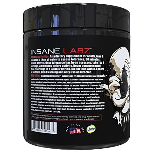 Insane Labz Psychotic Black Edition Mid Stimulant Pre Workout Powder, Energy Focus Insane LabzBuy Supplements Australia