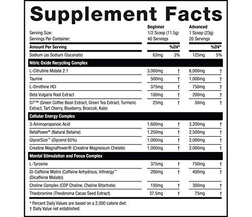 Rhino Black® Pre Workout V2 - Preworkout Powder Supplement for Men & Women - 460 Grams (Blue Demon, 20 Servings)
