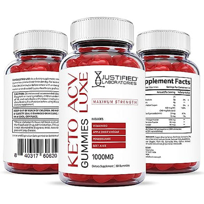 Justified Laboratories Luxe Keto ACV Gummies 1000MG with Pomegranate Juice Beet Root Justified LaboratoriesBuy Supplements Australia