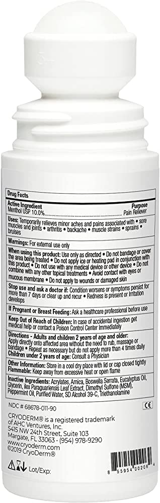 Cryoderm Cold Roll-on 3oz, 2.4 Lb CryoDermBuy Supplements Australia