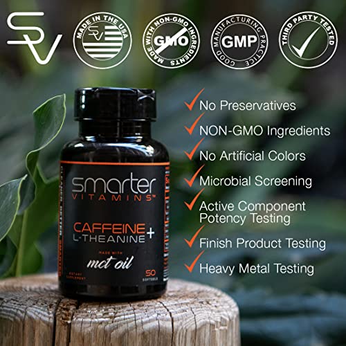 200mg Caffeine Pills - MCT Oil from 100% Coconuts + 100mg L-Theanine, Advanced Energy SmarterVitaminsBuy Supplements Australia