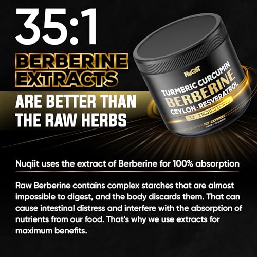 Berberine Supplement 14000mg Turmeric Curcumin 4500mg Trans-Resveratrol 4500mg NuqiitBuy Supplements Australia