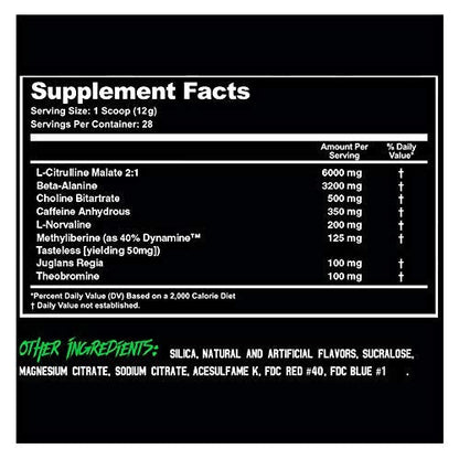 Outbreak Nutrition Pathogen Pre Workout with Beta-Alanine, Energy Boosting Muscle Pumping Preworkout Powder | Double Barrel Berry | 25 Servings, 336g