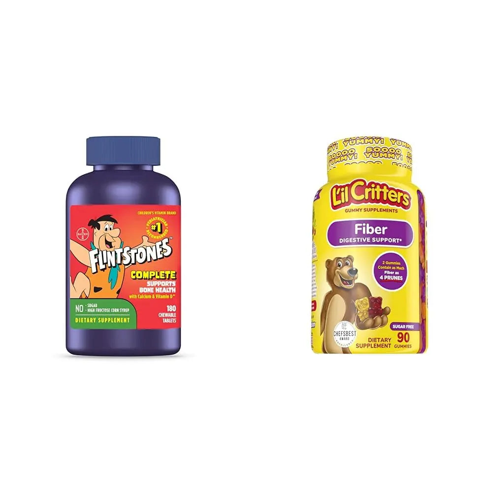 Flintstones Vitamins Chewable Kids Vitamins, Complete Multivitamin & L’il Critters Fiber Daily Gummy Supplement for Kids Flintstones VitaminsBuy Supplements Australia