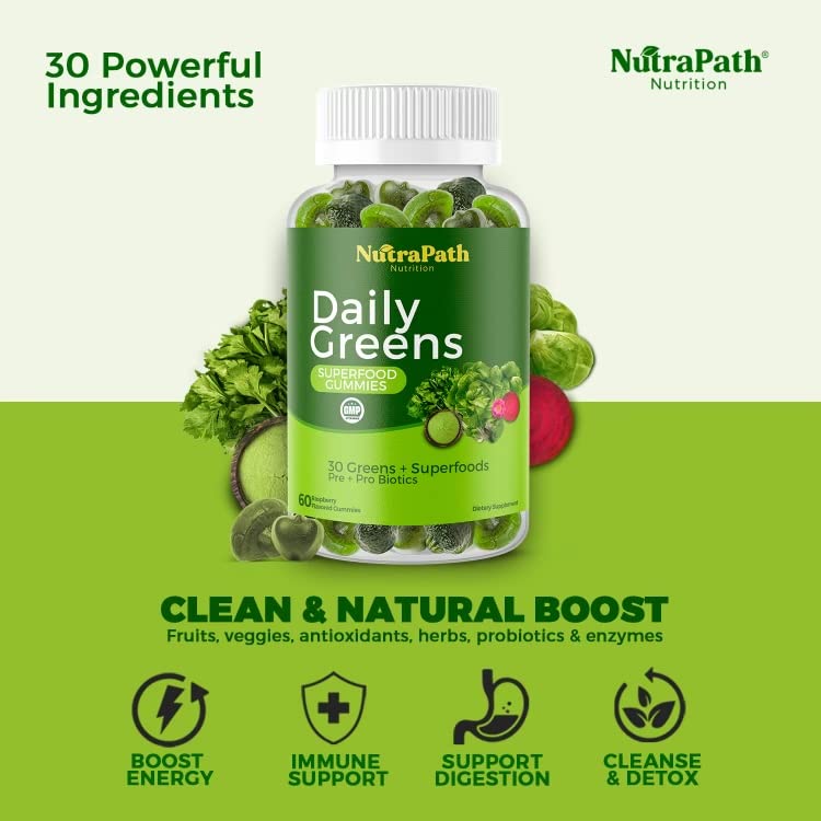 Superfood Daily Greens Gummies - Fruits, Veggies, and Super Foods for Immunity, Energy - 60 Gummies NutraPathBuy Supplements Australia