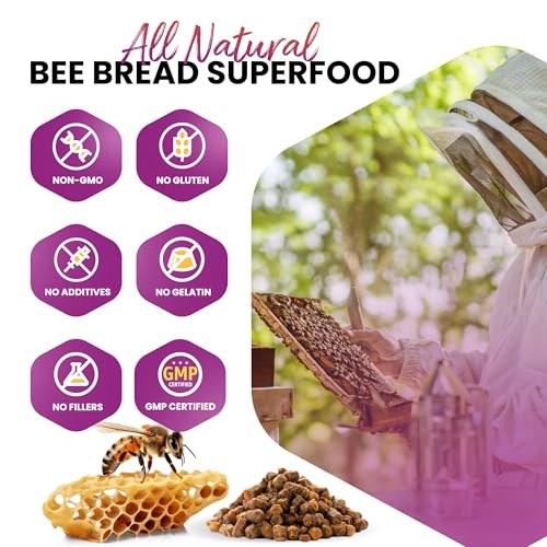 HONEYBEEZONE-Bee Bread Capsules – Nutrient-Rich Superfood for Energy Boost, Immune Support Supplement | Non-GMO, Gluten-Free, 60 Easy-to-Swallow Veggie Capsules HONEYBEEZONEBuy Supplements Australia