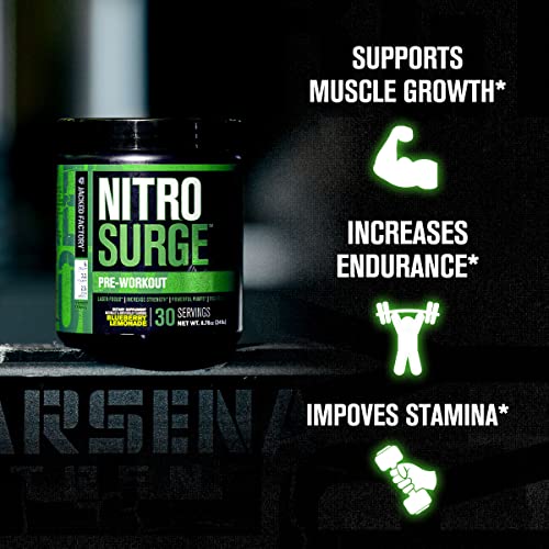 Nitrosurge Pre-Workout & Creatine Monohydrate - Pre Workout Powder With Creatine for Muscle Growth, Increased Strength, Endless Energy, Intense Pumps - Watermelon Preworkout & Unflavored Creatine