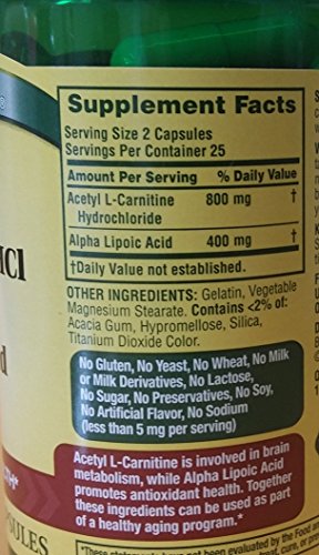 Spring Valley - Acetyl L-Carnitine 800mg Plus Alpha Lipoic Acid 400mg, 50 Capsules Heath SecretBuy Supplements Australia