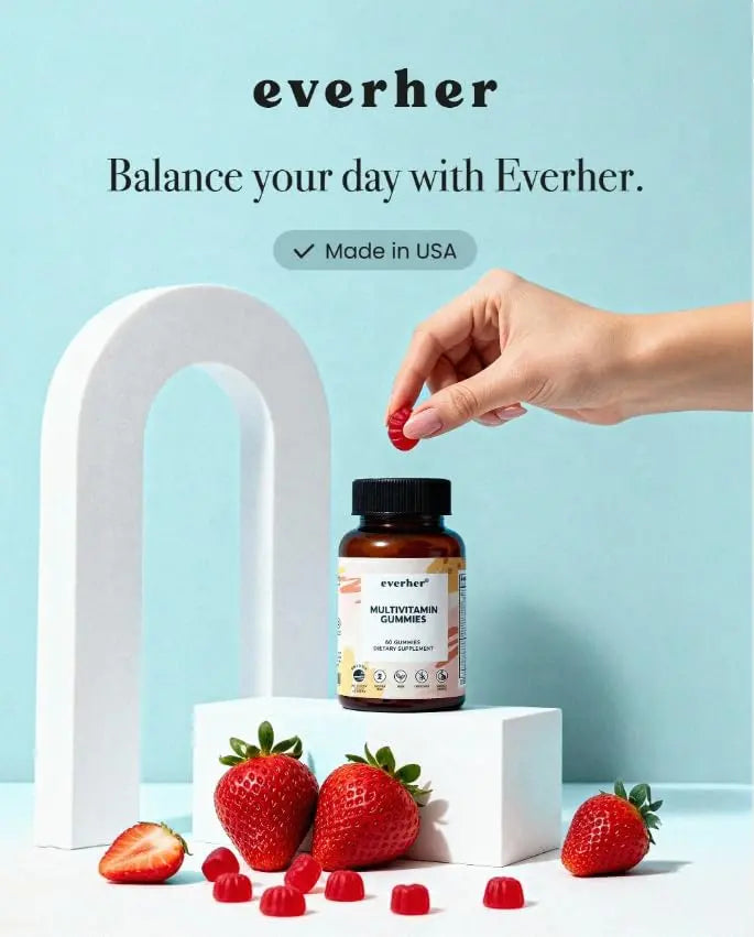 Everher Multivitamin Gummies | Essential Vitamins, Minerals & Herbs | Immune Support, Energy & Focus | with DHA Algae Oil & Probiotics | EverherBuy Supplements Australia