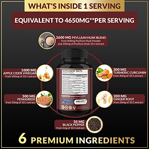BMVINVOL Psyllium Husk Fiber Supplement 4650mg - Apple Cider Vinegar, Fenugreek BMVINVOLBuy Supplements Australia