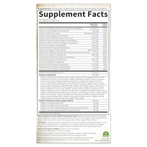 Garden of Life Organics Men's 40+ Multivitamin with Prostate Support, B12 & Vitamins – Vegan Daily Whole Food Multivitamin