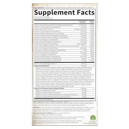 Garden of Life Organics Men's 40+ Multivitamin with Prostate Support, B12 & Vitamins – Vegan Daily Whole Food Multivitamin