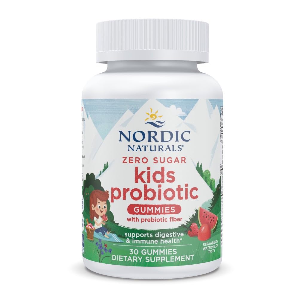 Nordic Naturals Zero Sugar Kids Probiotic Gummies - Strawberry Watermelon Flavor - 30 Gummies - Supports Digestive Wellness & Immune Health - Non-GMO - Third Party Tested - Vegan - 30 Servings Nordic NaturalsBuy Supplements Australia