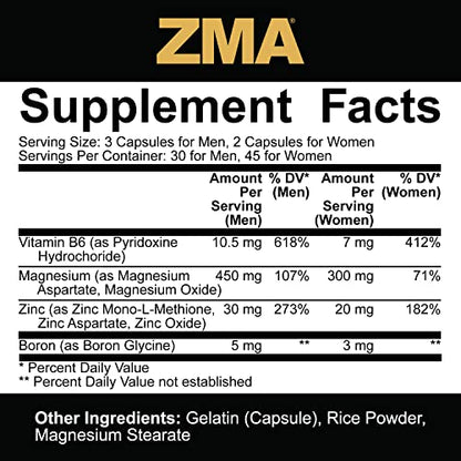 5% Nutrition Core ZMA (with Boron) | Promotes Recovery by Restoring Levels of Zinc, Magnesium & Vitamin B-6 (90 Capsules) 5% NutritionBuy Supplements Australia