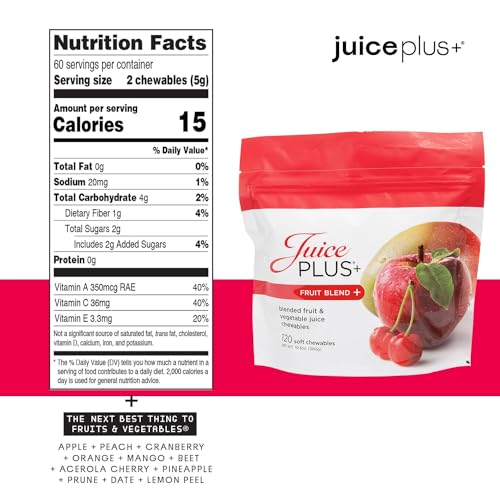Juice Plus+ Fruit Blend Soft Chews (Chewables) - Boost Your Nutrition with 11 Fruits & Plant Ingredients - Vegan Gummy for Kids & Adults - Vitamins, Whole Food Nutrition - 120 Chewables Juice Plus+Buy Supplements Australia
