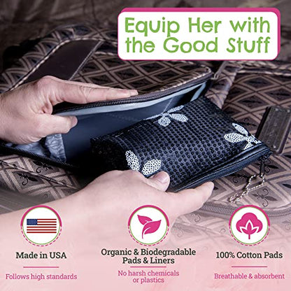 First Period Kit To-go! - Organic Biodegradable Tween Pads & Liner - Period Bags for Teen Girls Be Prepared. Period.Buy Supplements Australia