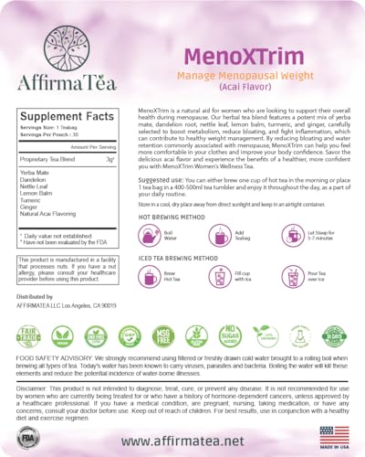 AffirmaTea’s MenoXTrim MAX ACAI Flavor | Menopause Weight & Metabolism Management AffirmaTeaBuy Supplements Australia