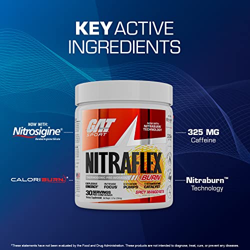 GAT SPORT NITRAFLEX Burn, Pre Workout Thermogenic Powder, Apple Melon, 30 Servings GAT SPORTBuy Supplements Australia