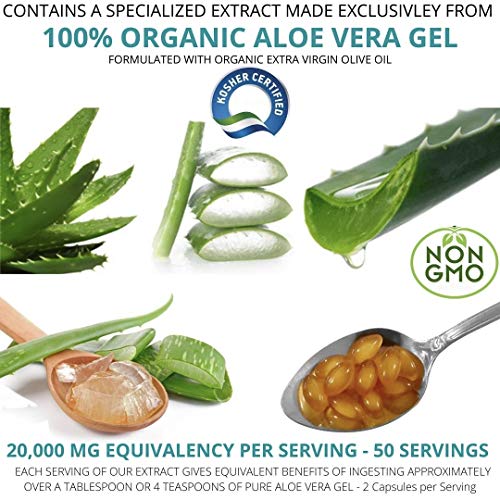 NutriWorth Aloe Vera Supplement (100 Softgels) 20,000mg Pure Gel Equivalency NutriWorthBuy Supplements Australia