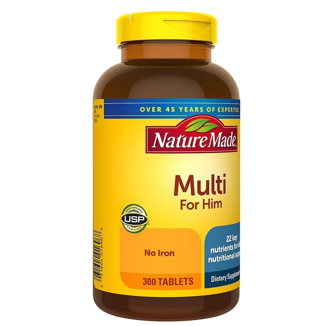 Nature Made Multivitamin For Him with No Iron, Mens Multivitamins for Daily Nutritional Support, Multivitamin for Men Nature MadeBuy Supplements Australia