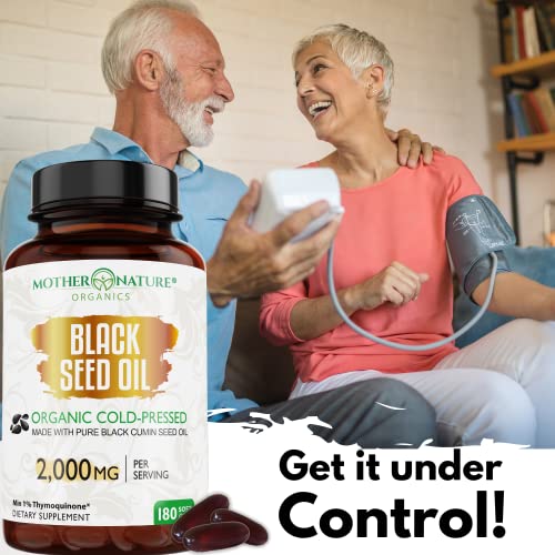 Organic Black Seed Oil Capsules - 3 Month Supply - 180 Count (2000mg Per Serving) Mother Nature Organics Superfoods for Organic LivingBuy Supplements Australia