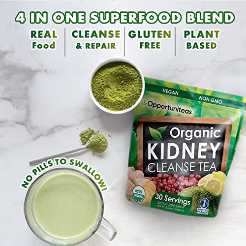 Opportuniteas Organic Kidney Detox Tea- Matcha Green Tea, Cranberry, Lemon & Ginger OpportuniteasBuy Supplements Australia