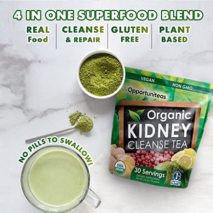 Opportuniteas Organic Kidney Detox Tea- Matcha Green Tea, Cranberry, Lemon & Ginger OpportuniteasBuy Supplements Australia