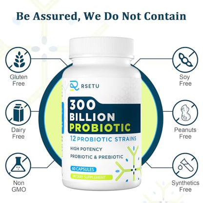 Probiotics for Women Men: 300 Billion CFU Probiotic High Potency + 12 Strains Organic RSETUBuy Supplements Australia