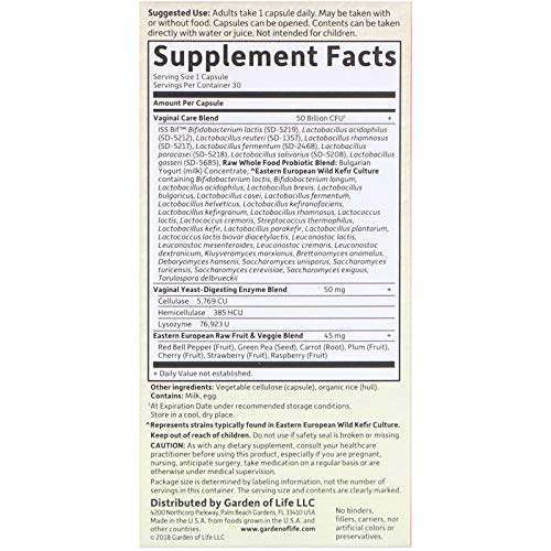 Raw Probiotics Vaginal Care, 30 Vegetarian Capsules - Garden of Life, promote yeast balance Garden of LifeBuy Supplements Australia