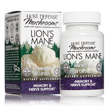 Host Defense, Lion's Mane Capsules, Promotes Mental Clarity, Focus and Memory