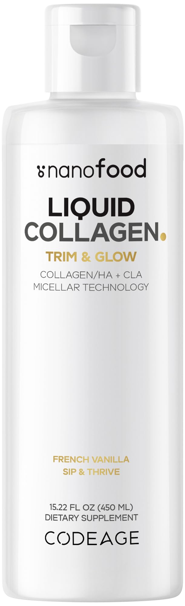 Codeage Liquid Collagen Supplement Vanilla Flavor, Beauty Trim & Glow Liposomal Collagen Peptides, CLA Conjugated Linoleic Acid, Hyaluronic Acid, Vitamin E, Hydrolyzed, Non-GMO, 15.22 fl oz CodeageBuy Supplements Australia