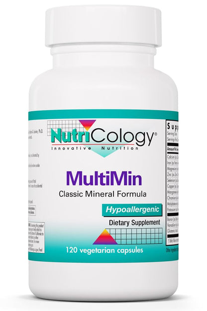 NutriCology MultiMin - Essential Mineral Blend with Macro Trace & Ultra Trace Minerals - Supports Mineral Balance Absorption & Cellular Function - 120 Servings - 120 Vegetarian Capsules Allergy Research GroupBuy Supplements Australia