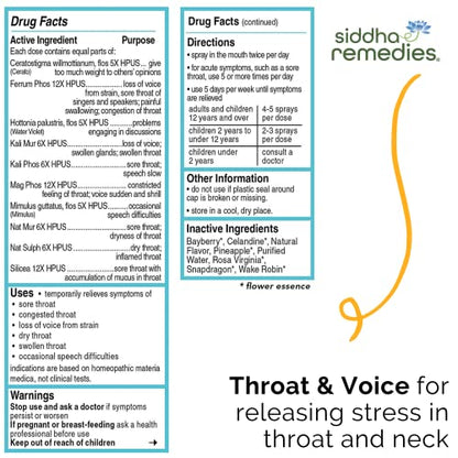 Siddha Remedies Throat & Voice Homeopathic Oral Spray for Sore, Strained Throat | Helpful SiddhaBuy Supplements Australia