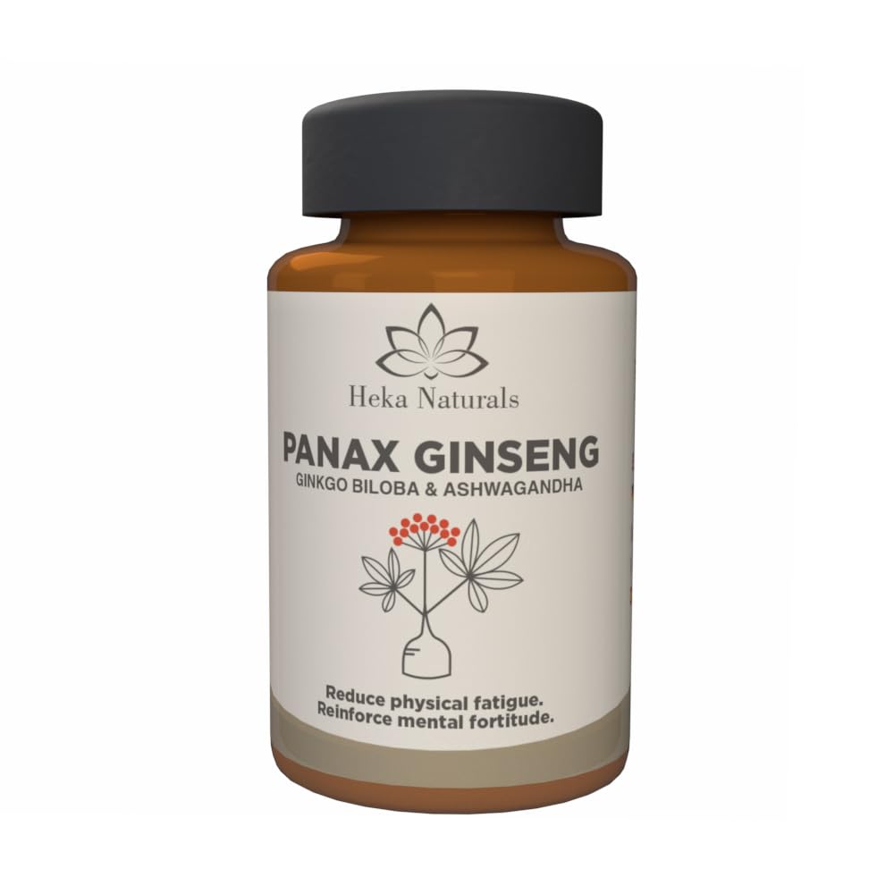 Heka Naturals Panax Ginseng Complex | 90 Capsules with Korean Ginseng, Ginkgo Biloba, Ashwagandha, Beetroot & Green Tea, Botanical Blend with Herbal Ingredients for Balanced | Food Supplement Heka NaturalsBuy Supplements Australia