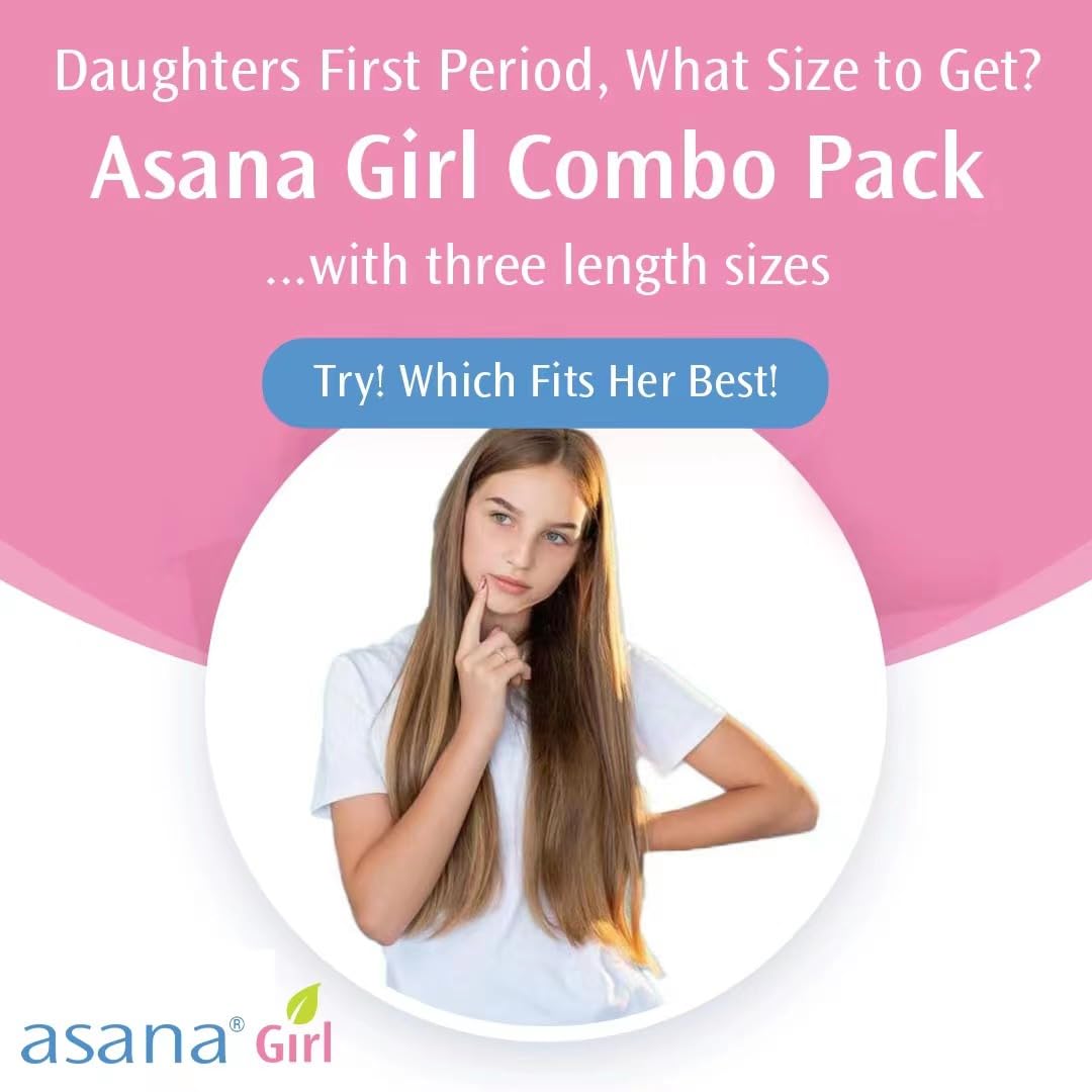 Asana Natural Teen Period Pads Combo Pack (Mini, Mini Long, Liner, and Women Reg - Chlorine Free AsanaBuy Supplements Australia