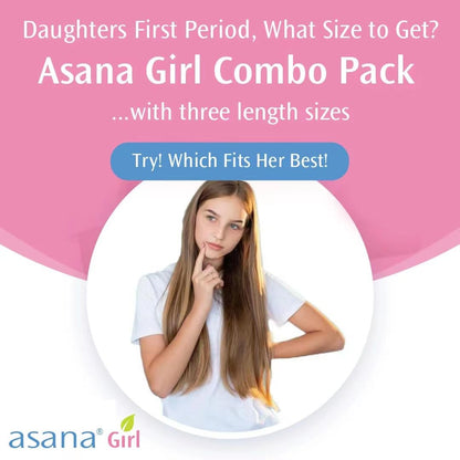 Asana Natural Teen Period Pads Combo Pack (Mini, Mini Long, Liner, and Women Reg - Chlorine Free AsanaBuy Supplements Australia