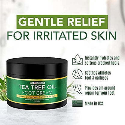 Tea Tree Oil Foot Cream For Dry Cracked Heels Repair - Natural Foot Cream For Dry Cracke USA NaturalsBuy Supplements Australia