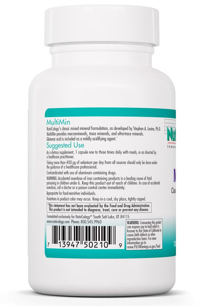 NutriCology MultiMin - Essential Mineral Blend with Macro Trace & Ultra Trace Minerals - Supports Mineral Balance Absorption & Cellular Function - 120 Servings - 120 Vegetarian Capsules Allergy Research GroupBuy Supplements Australia