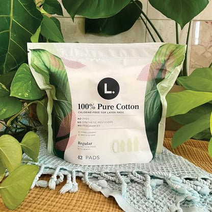 L. Pure Cotton Topsheet Pads for Women, Regular Absorbency, Ultra Thin Pads with Wings L.Buy Supplements Australia