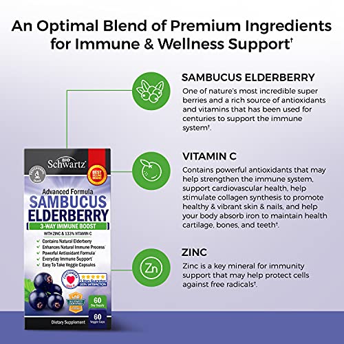 Elderberry with Zinc and Vitamin C for Adults - Immune Support Vitamins BioSchwartzBuy Supplements Australia