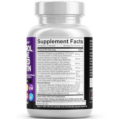 Resveratrol 6000mg Berberine 3000mg Grape Seed Extract 3000mg