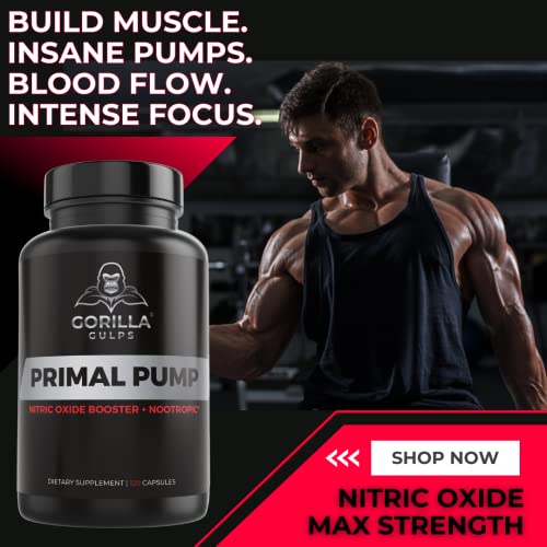 Gorilla Gulps - Primal Pump Nitric Oxide Supplement Nootropic 1500mg Nitrosigine L Gorilla GulpsBuy Supplements Australia