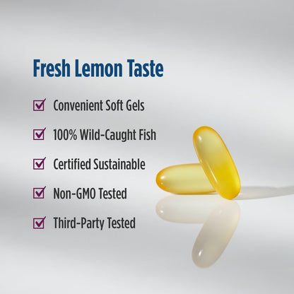 Nordic Naturals Complete Omega, Lemon Flavor - 120 Soft Gels - 565 mg Omega-3 - EPA & DHA with Added GLA - Healthy Skin, Cognition, Positive Mood - Non-GMO - 60 Servings Nordic NaturalsBuy Supplements Australia