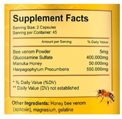 VITAMISAN Premium Natural Bee Venom with glucosamine sulfate Veneno Abeja 90 Capsulas Apitoxin Manuka Honey Dietary Supplement VITAMISANBuy Supplements Australia