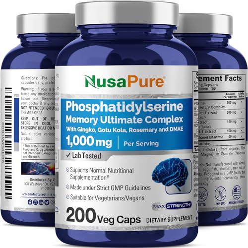 NusaPure Phosphatidylserine Memory Ultimate Complex 1000mg 200 Vegetarian Caps NusaPureBuy Supplements Australia