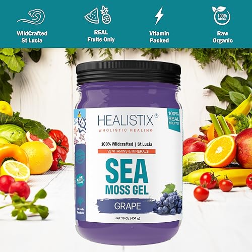 Healistix Grape Irish Sea Moss Gel- St Lucia Wildcrafted Seamoss Gel, Packed HX HEALISTIXBuy Supplements Australia