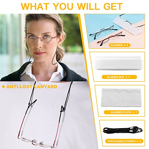 Yiwaeye 3 Pack Half Moon Reading Glasses Anti Blue Light UV, Half Frame Semi Lens Slim YiwaeyeBuy Supplements Australia