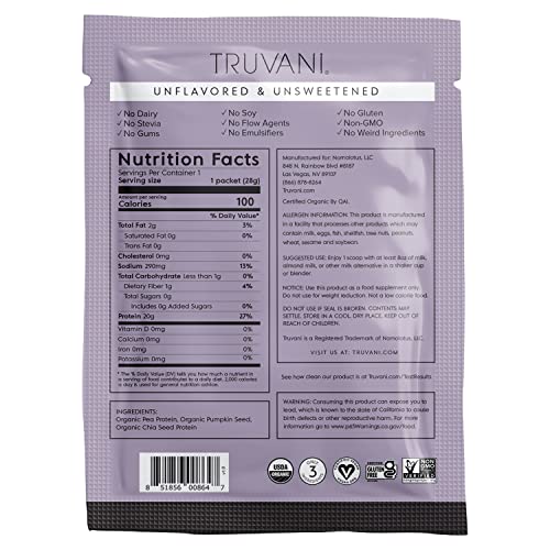 Truvani Organic Vegan Protein Powder Unflavored - 20g of Plant Based Protein, Organic TruvaniBuy Supplements Australia