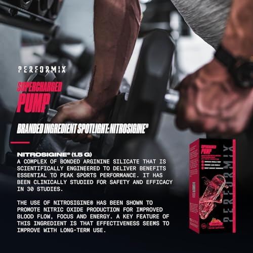PERFORMIX Supercharged Pump - Nitrosigine® and Betaine Pre Workout Supplement - Muscle Pump Accelerator with Arginine Ethyl Ester - Endurance and Strength Booster for Hardcore Traning (80 Capsules)