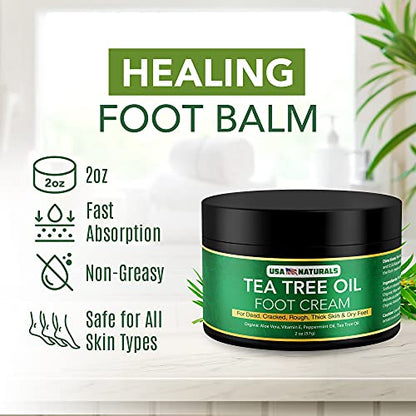 Tea Tree Oil Foot Cream For Dry Cracked Heels Repair - Natural Foot Cream For Dry Cracke USA NaturalsBuy Supplements Australia